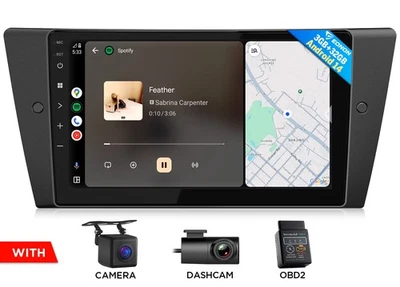 CAM+OBD+DVR+Eonon 9" Android 14 Car Stereo Radio CarPlay for BMW E90-E93 328 335 - Image 1 of 4