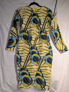 Gamel Clodin lebendiges afrikanisches Mode Druck Reißverschluss Kleid Gr. 12? Siehe Fotos   - Bild 1 von 16