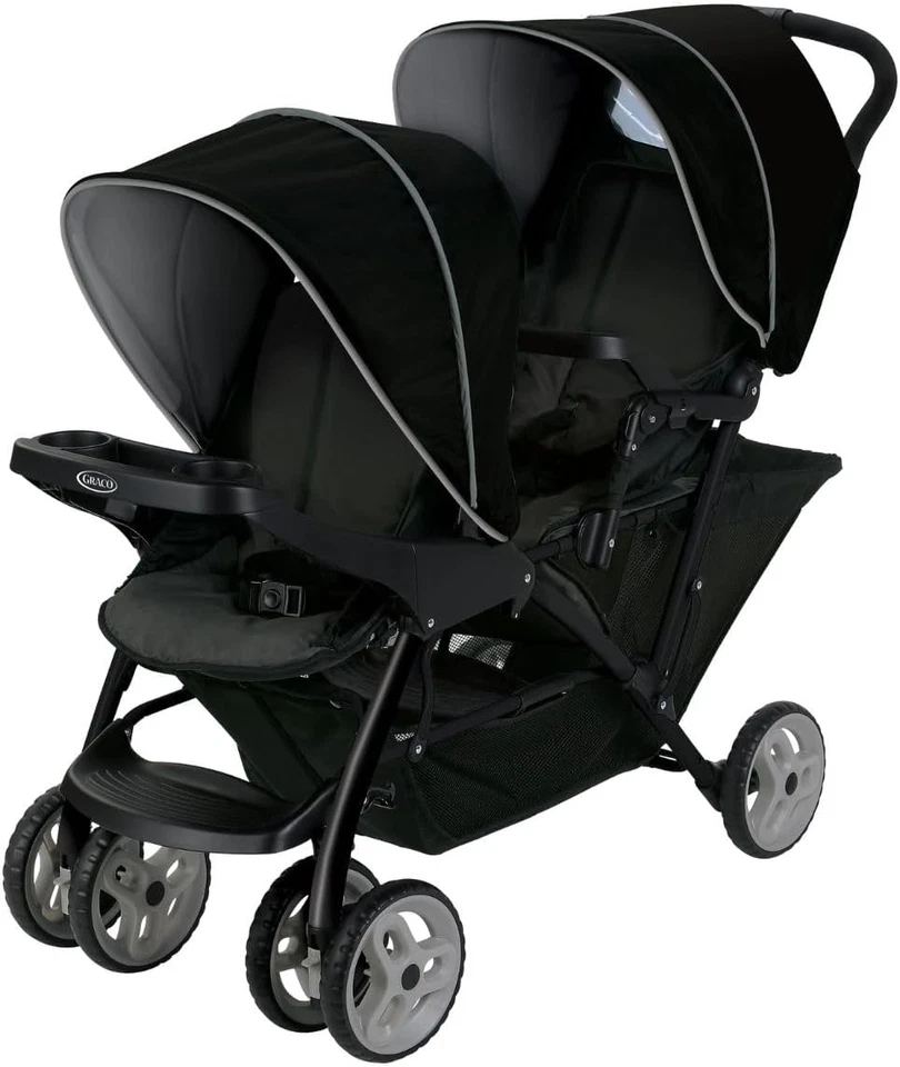Graco Stadium Duo Click Connect Tandem Double Pushchair/Stroller, Car Seat Comp - Image 1 of 4