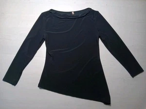 SLINKY Vintage Bluse Langarm diagonaler Schnitt schräg schwarz Gr. S Made in USA - Bild 1 von 16