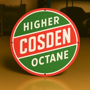 Vintage Higher Cosden Octane Heavy Metal Sign XL    - 19.7" (50 cm) - Picture 1 of 5