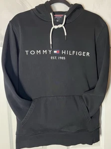 Tommy Hilfiger Mens Logo Pullover Hoodie Size L Navy Blue - Foto 1 di 5