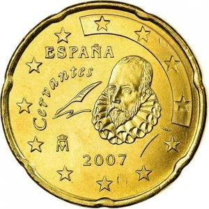 Seltene 20 Cent Münze Spanien 2007 Spain Miguel de Cervantes Motiv Wertvoll - Bild 1 von 2