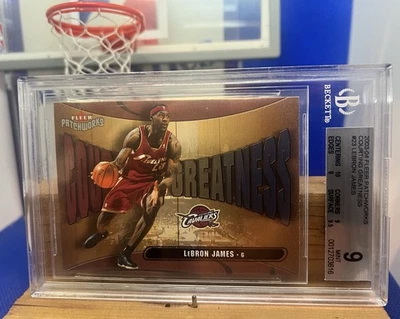 2003-04 Fleer Patchworks Courting Greatness LeBron James #23CG Rookie RC BGS 9 - Image 1 of 3
