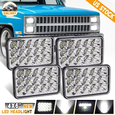 4Pcs 4X6" LED Headlights Hi Lo Beam For Chevrolet Pickup C10 C20 K10 K20 R10 R20 - Image 1 of 4