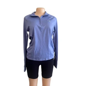 Neu mit Etikett Puma 1/4-Reißverschluss Damen blau Denim Popover Größe Small  - Bild 1 von 10