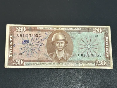 $20 Military Payment Certificate Twenty Dollar Series 681 LOW Shipping!!! - Image 1 of 3