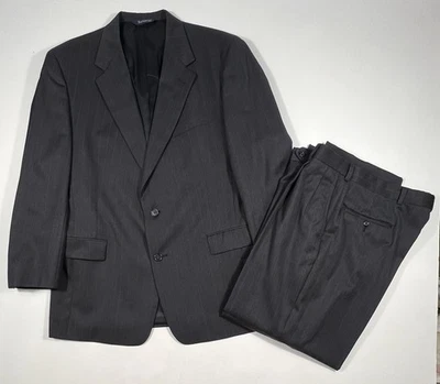 VTG BURBERRYS 44R Pinstripe Suit Super 100s Wool 36x28.5 Union USA Tailored - Image 1 of 4