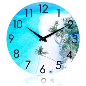 Outdoor Clock Waterproof - Beach Coastal Nautical Decor,Large 14" Blue-beach - Picture 1 of 7