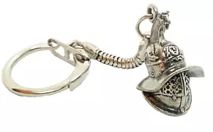 Mini Gladiator Helmet Key Chain, Pewter, Made in Italy - Picture 1 of 3