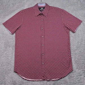 Butterstoffhemd Herren Medium Regular Fit Kurzarm weinrot rot Punkte Kugeln - Bild 1 von 15