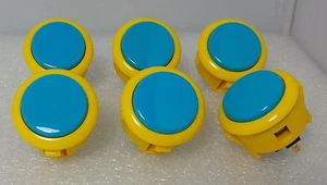 Japan Sanwa Drucktasten Mix gelb blau x 6 Stück Videospiel Arcade Teile - Bild 1 von 4