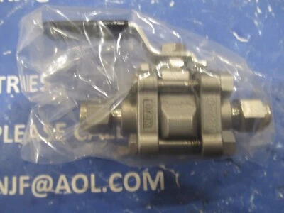 Swagelok 3-Pc 60 Ser Ball Valve 1/4" Tube Fitting Reinforced PTFE Seats SS-62TS4 - Image 1 of 4