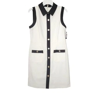 Tommy Hilfiger kurzes Damenkleid Größe 10 weiß mit schwarzem Besatz neu mit Etikett - Bild 1 von 9