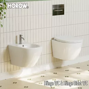 Bidet & Hänge WC Komplettset Spülrandlos Dusch Toilette mit Absenkautomatik Sitz - Bild 1 von 12
