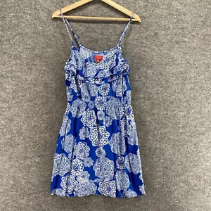 Elle Dress Women S Small Blue Floral Sheath Midi Sleeveless Round Neck Rayon - Picture 1 of 9