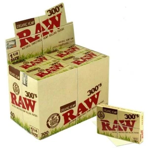 Raw 300'S Organic Papers Cigarette 1 1/4 Rolling Papers Natural Unrefined UK - Picture 1 of 7
