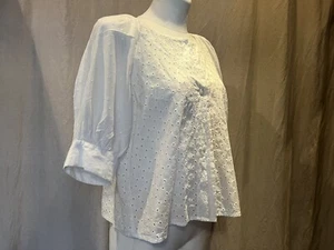 Camicia/camicetta Broderie Anglaise con pannelli - vintage anni 60 70 boho spiaggia estate - Foto 1 di 10