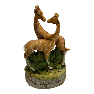 Brinns Giraffe Music Box Pair of Giraffes Porcelain Figurine 8" Mother Child - Picture 1 of 8