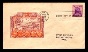 US SC# 837 FDC / Cachet Craft / Violet Cachet - L5611 - Picture 1 of 2
