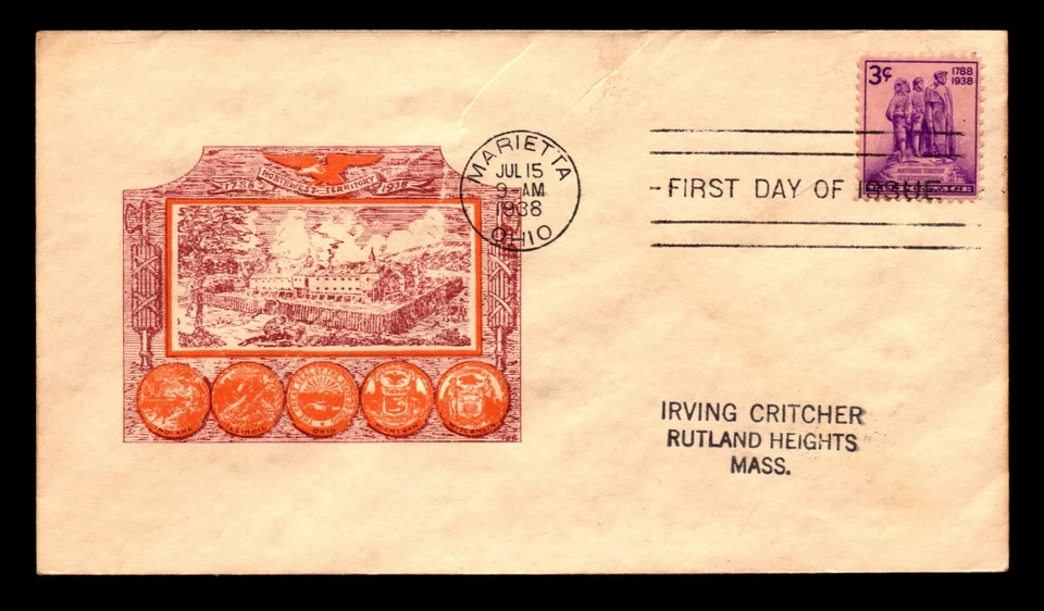 US SC# 837 FDC / Cachet Craft / Violet Cachet - L5611 - Image 1 of 2