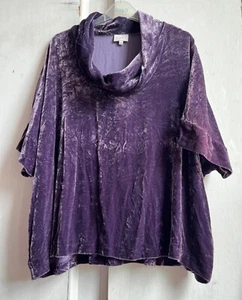 ✩Elegant *EAST* Oversized Purple Silk Velvet Cowl Neck Batwing Tunic Top XS✩ - Picture 1 of 6