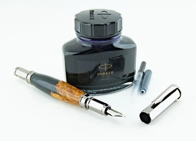 Pluma Estilográfica Vertex Mallee Burl Madera Acabado Gunmetal con Tapa Magnética Tinta Parker Foto 1 de 4