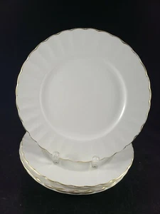 MIKASA ULTRA CERAM CLASSIC WHITE & GOLD JAPAN 4 SALAD PLATE 8 3/8" DIAMETER - Picture 1 of 11