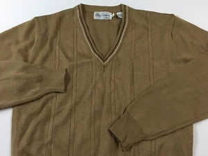 OLEG CASSINI Mens XL Brown NEW V Neck By Burma Acrylic Sweater Tag Size XL - Picture 1 of 6