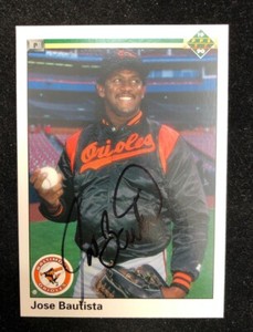 JOSE BAUTISTA 1990 UPPER DECK AUTOGRAPHED SIGNED AUTO BASEBALL CARD 8 ORIOLES