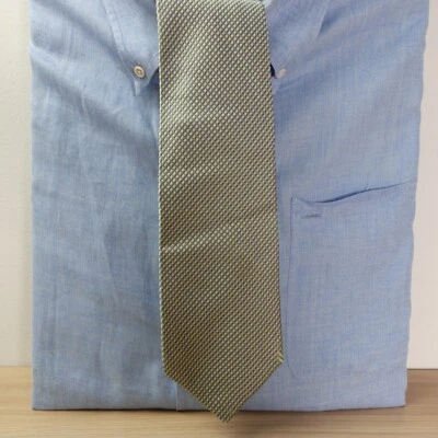 Corbata de cuello para hombre azul verde seda maciza mínima formal luz granadina EE. UU. LANDS END Foto 1 de 4