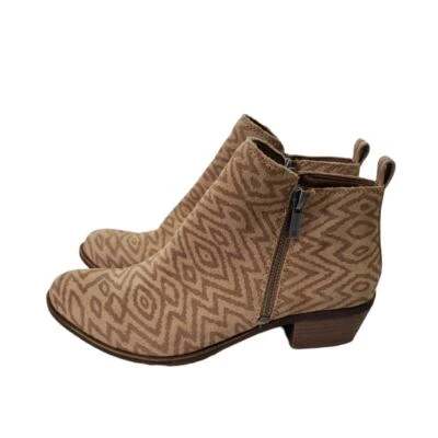 NEW Lucky Brand Basel Booties Toffee Barillos 8 Tan Zig Zag Boots NIB - Image 1 of 4