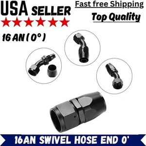 16AN 0/45/90 Degree Swivel Hose End Fitting Adapter Black Oil/Gas/Fuel Hose Line - Picture 1 of 18