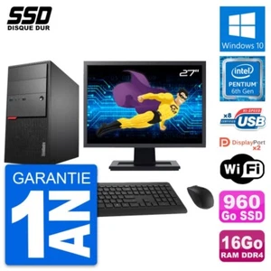 PC Tour Lenovo M800 Ecran 27" Pentium G4400 RAM 16Go SSD 960Go Windows 10 Wifi - Photo 1/8