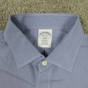 Brooks Brothers Shirt Mens L 16 34/35 Blue Geometric Cotton Dress Button Up EUC - Picture 1 of 9