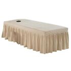 Massage Table Skirt Beauty Bed Cover Sheet with Skirt Face Hole 73X28 Camel