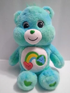 Care Bears Love Thee Earth Blue green Plush 13" Plush Rainbow Heart 2021 Soft - Picture 1 of 13