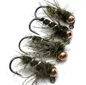 Pesca alla mosca Perdigon JIG NINFE TESTA RAME NERO BARBED/BL - Foto 1 di 1