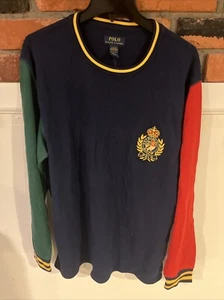 Polo Ralph Lauren Thermal Waffle Knit Sleepwear Pajama Shirt Stripe XL - Picture 1 of 4