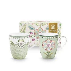 Pip Studio Porzellan Tassen 2-er Set Lily&Lotus Light Green 350 ml - Bild 1 von 4