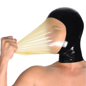 Latex Hood Mask with Sealed Breathing Bag for Experience Suffocation Back Zipper - Picture 1 of 4