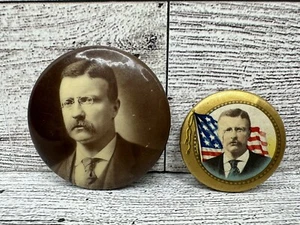 1904 Teddy Roosevelt Theodore Campaign Pin Pinback Button Badge President Flag - Picture 1 of 13
