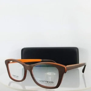 Brand New Authentic Gold and Wood ELECTRA 02 52mm Brown Orange Frame - Picture 1 of 6