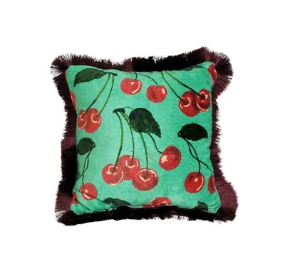 Anthropologie Maeve Le Petit Cepillo de Terciopelo Cereza Flecos Almohada Decorativa 10" Foto 1 de 4