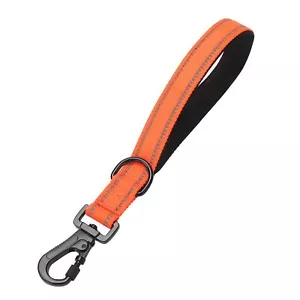 Short Dog Leash 12 Inch Training Leash Reflective Stripes Carabiner Clip Orange - Picture 1 of 7