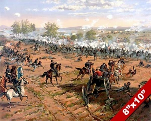 BATTLE OF GETTYSBURG US CIVIL WAR PAINTING GENERAL LEE & MEADE ART CANVAS PRINT - Picture 1 of 5