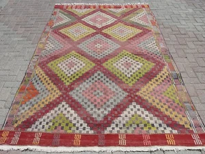 Handmade Area kilim rugs 6x10 -large oushak rugs for bedroom - Picture 1 of 10