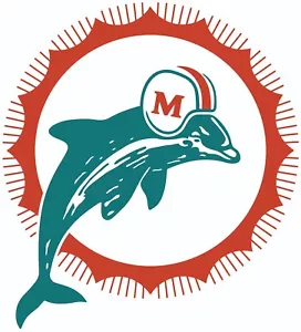 Dolphins Inspired Full Size Football Helmet Decals with Stripe - Picture 1 of 3