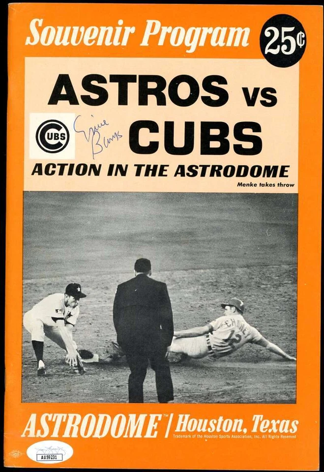 Ernie Banks JSA Signed  1969 Cubs vs Astros Program Autograph - Image 1 of 1