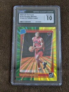 2021-22 DONRUSS GREEN & YELLOW LASER RATED ROOKIE CGC 10 SCOTTIE BARNES RAPTORS - Picture 1 of 1